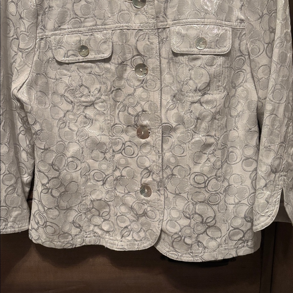Ruby Rd. White And Gray Patterned Jean Jacket - image 5
